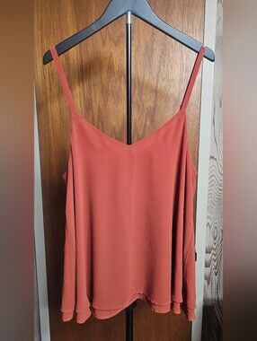 torrid Rust Spaghetti Strap Double Layer Chiffon V-Neck Camisole Size 00